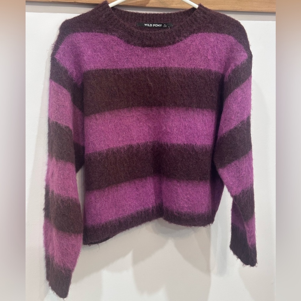 Wild Pony purple striped pullover sweater NWT